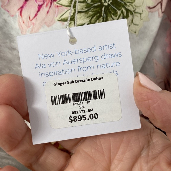 NWT Ala von Auersperg sz S Ginger belted silk Dress in Dahlia - Picture 2 of 7